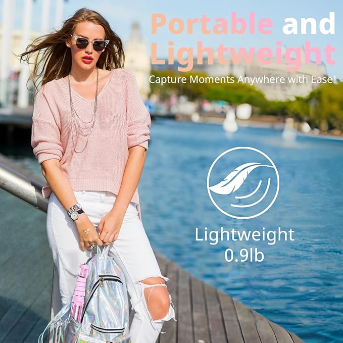 UBeesize 88’’ Flexible Phone Tripod with 14.95’’ Gooseneck, Remote and Phone Holder, Overhead Cell Phone Stand&Selfie Stick for Video Recording, Compatible with iPhone Android Phone, Camera Pink
