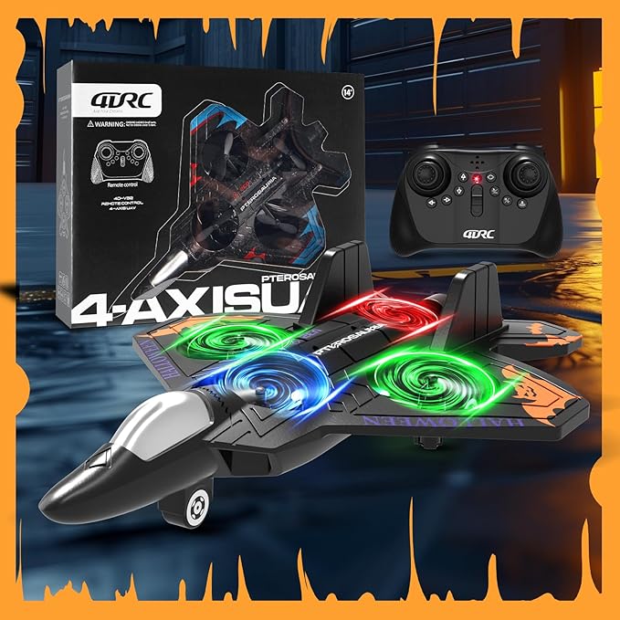 4DRC V32 Halloween Toys Foam Remote Control Airplanes RC Planes for Kids Adults, RC Airplane Fighter Jet with Light, Halloween Decorations Outdoor Airplane Toy Gifts for Kids Boys