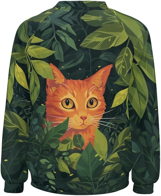 Sweatshirt for Women Cat Print Fashion Funny Plus Size Ladies Dressy Crewneck Casual Trendy Tee Shirts