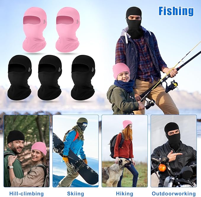 Suhine 5 Pcs Winter Balaclava Ski Mask Windproof Thermal Full Face Mask Cold Weather Balaclava with Reflective Stripe
