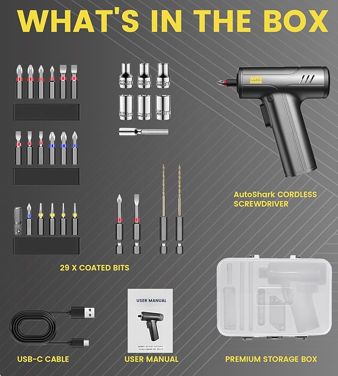 Electric Screwdriver Cordless Rechargeable 3.6V, 0.15-5N·m Precision Torque Control, 30pcs S2 Alloy Bits, 2000mAh Power Screwdriver Repair Tool Kit for Electronics, PC, Phone & Laptop