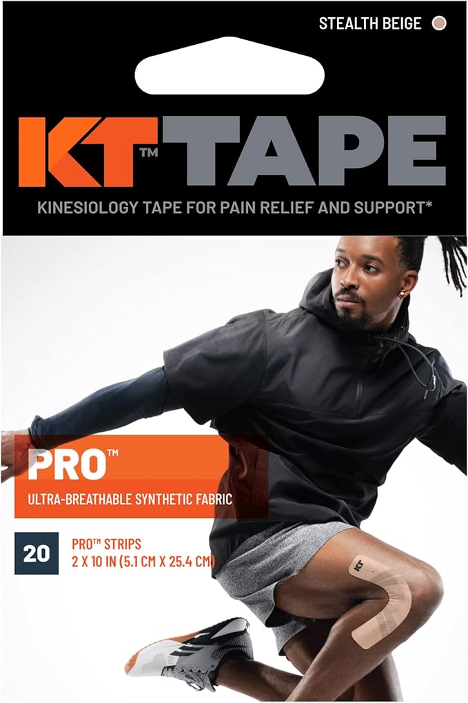 KT Tape, Pro Synthetic Kinesiology Athletic Tape, 20 Count, 10” Precut Strip