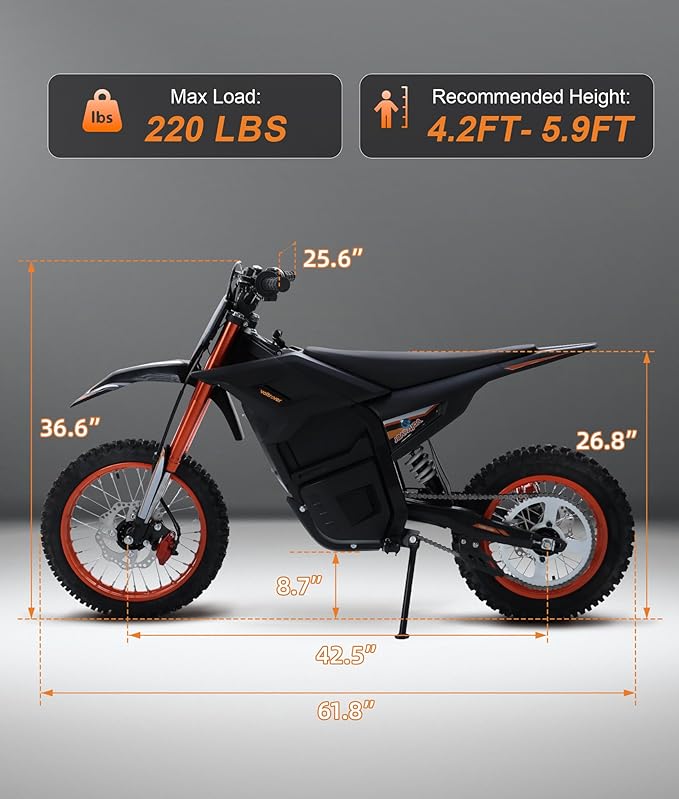 Electric Dirt Bike for Adults & Teens 13+, 2000W Off-Road Electric Motorcycle, 48V 21Ah Removable Battery, 37MPH Fat Tire E Dirt Bike with Hydraulic Brakes, Family Trail Riding Gift-Orange