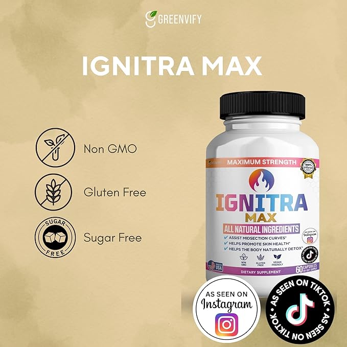 Ignitra Max Dietary Supplement, 60 Capsules, Natural Detox Support, Vegan Friendly, Non-GMO, Gluten Free, 30 Day Supply (5)