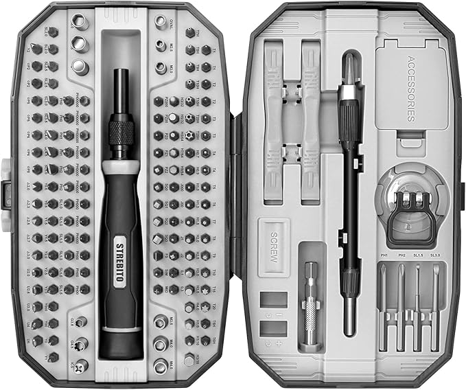 STREBITO Precision Screwdriver Set 153 in 1 Small Screwdriver Set with Case, Magnetic Screwdriver Electronic Toolkit - PC, Laptop, Cell Phone, Macbook, Game Controller, RC & Computer Repair Tool Kit