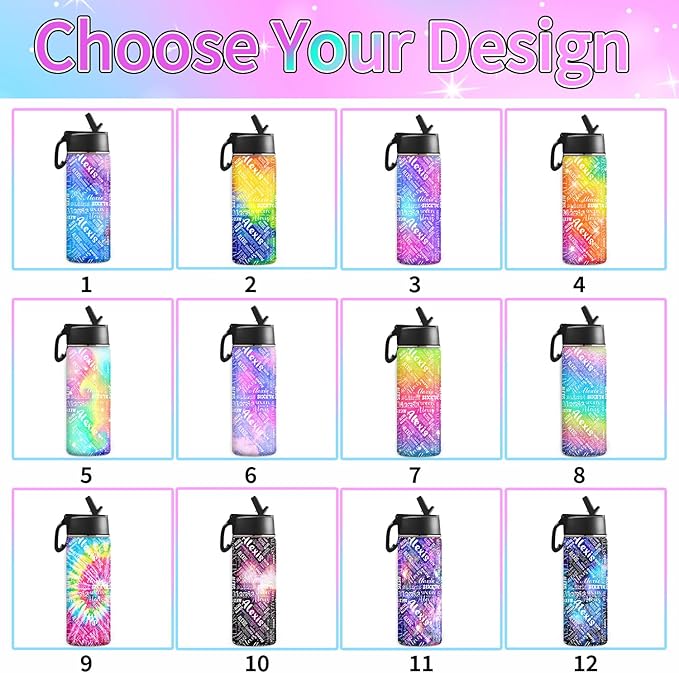 VIPOPSA Custom Water Bottle With Straw Lid Stainless Steel Customized Kids Water Bottle For Boys Girls Woman Man18oz