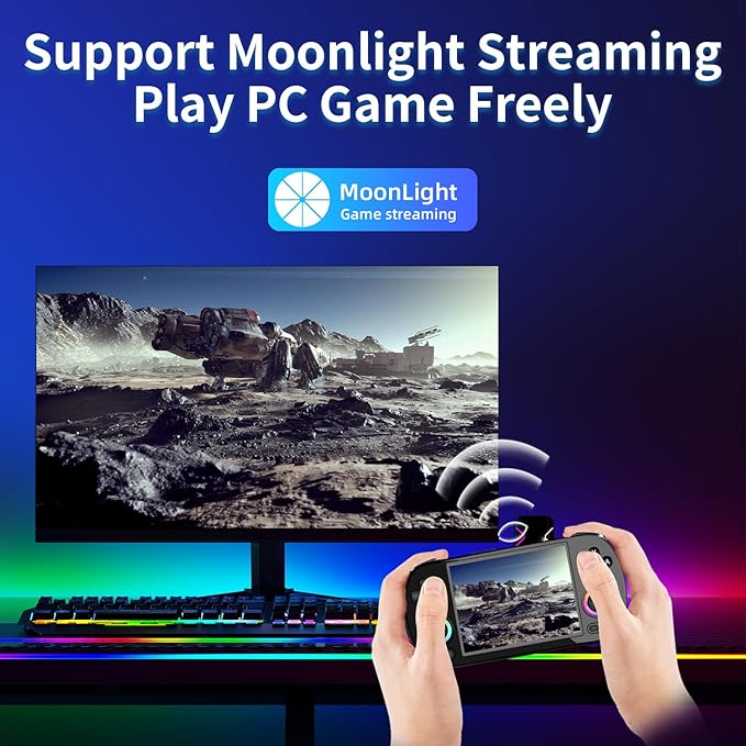 RG40XX H Retro Handheld Game Console 4.0-inch IPS Screen Linux System Game Player 64GB Card Preloaded 5000+ Games RGB Lighting 3200mAh Battery(RG40XX H-Black)