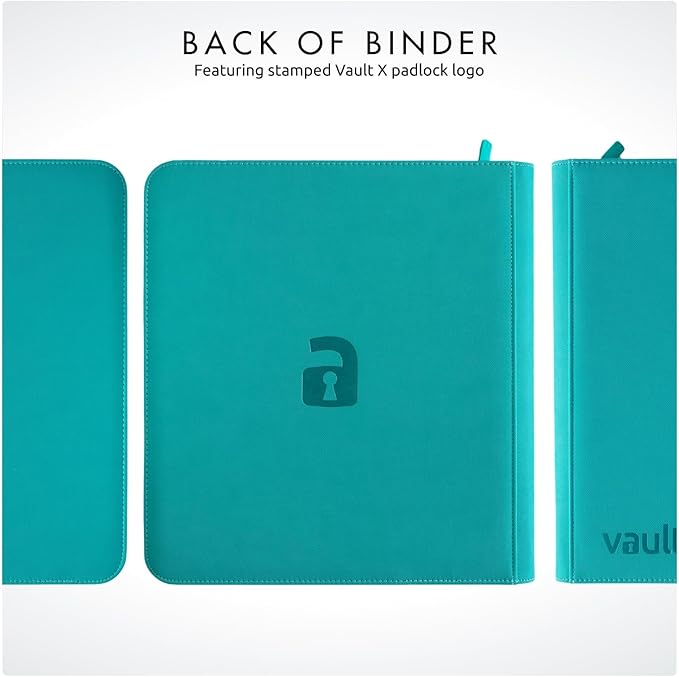Vault X 12 Pocket Trading Card Zip Binder - 480 cards, Premium Exo-Tec Album Material, 20 Side-Loading Pages, Folder for Collectible Card Games, Sports, TCG (Teal)