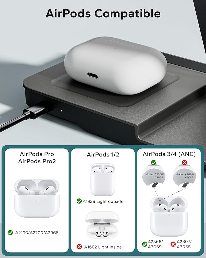 3 in 1 Charging Station for Apple Multiple Devices, Foldable Wireless Charger Stand for iPhone 17 16 15 14, Fast Travel Phone Charging Dock for Apple Watch Ultra 11 10 9 8, AirPods 4 3 Pro