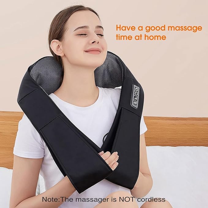 AERLANG Shiatsu Back and Neck Massager, Back Massager Deep Tissue Kneading Neck and Shoulder Massage with Heat, Electric Massage Pillow Fathers Day Gift Ideas from Daughter Son(NOT Cordless)