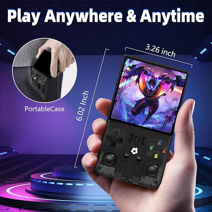 R36MAX Retro Handheld Game Console, 4.0 Inch IPS HD Screen Retro Gaming Console, Linux System, 30+Emulator Games Retro Game Console, 4000mAh Battery, Built-in 64G TF Card, Black