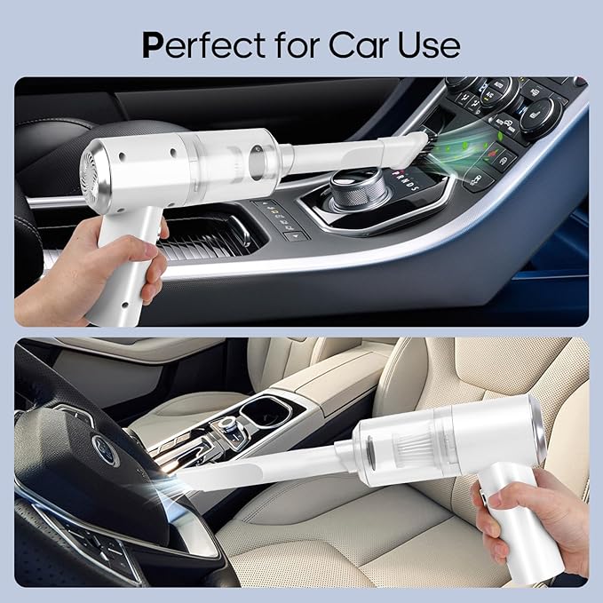 Mini Car Vacuum Cleaner(4500 pa) Portable Cordless Rechargeable,Tiny Handheld Vacuum, Computer Hand Vacuum for Keyboard and Laptop, Mini Hand Held Vac for Car and Home /V01/White