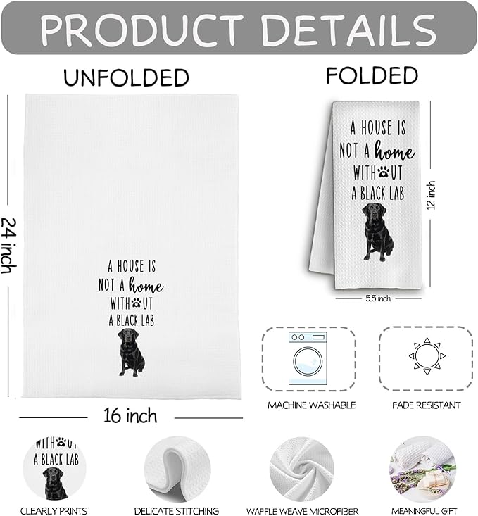 QWZDRHYJI Black Labrador Retriever Dog Kitchen Towels, Black Lab Gifts Dish Tea Towels for Kitchen, Gifts for Labrador Dog Lovers Decorative Hand Towel for Bathroom, 16x24 Inch