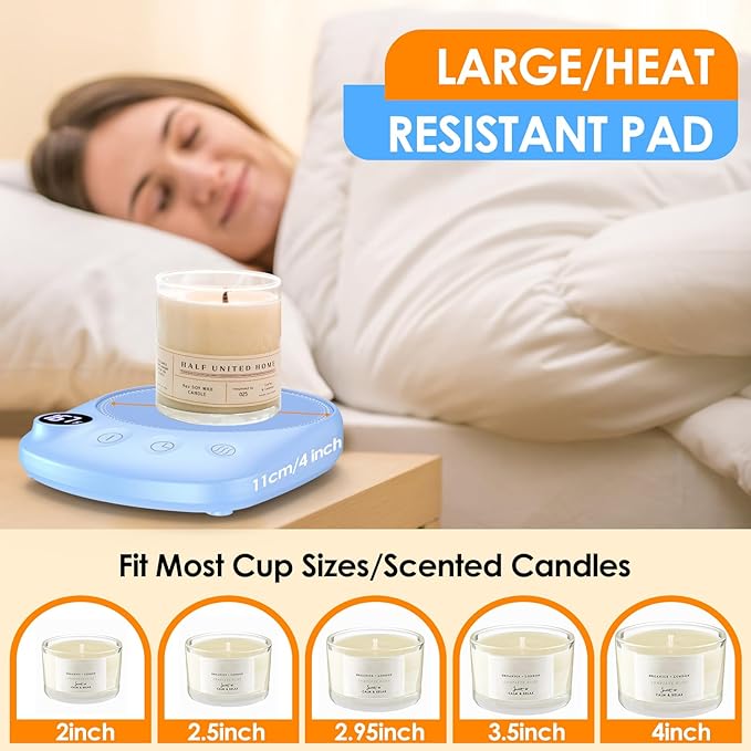 Coffee Mug Warmer - Fastest Heating & Highest Temperature, Coffee Cup Warmer for Desk Auto Shut Off, 4 Temp Settings & 1-12H Timer, Smart Electric Beverage Warmer for Coffee, Tea (Blue)