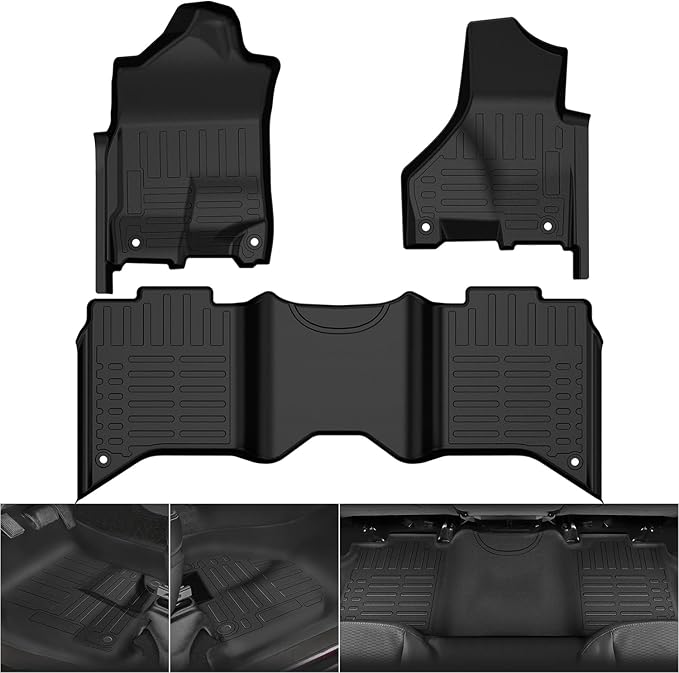 All-Weather Floor Mats FIT for RAM 2500/3500 Crew Cab 2019-2026 | Custom Fit 1st & 2nd Row Floor Liners Accessories, TPE