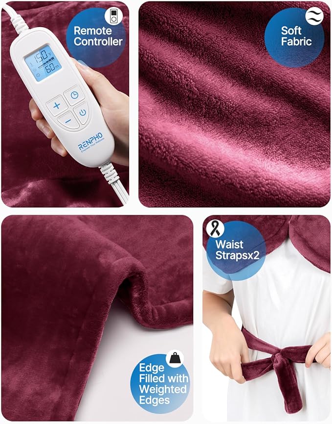 RENPHO Valentines Day & Birthday Gifts for Her Him, Heating Pad for Neck and Shoulders and Back, Hsa Store Eligible Items, Electric Heat Pad for Cramps, Auto Shut Off, ETL Certified, 24"x33" Red