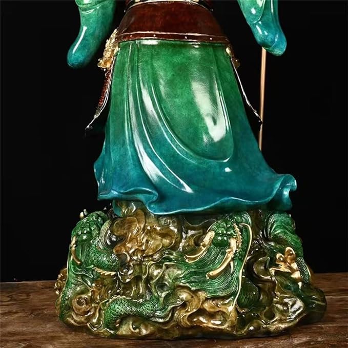 burid Pure Copper Chinese Feng Shui Guan Gong Statue God of Wealth Home and Office Decoration Wu God of Wealth Guan Yu Statue Best Furnishings Gifts, 33*28*77CM,22.0KG