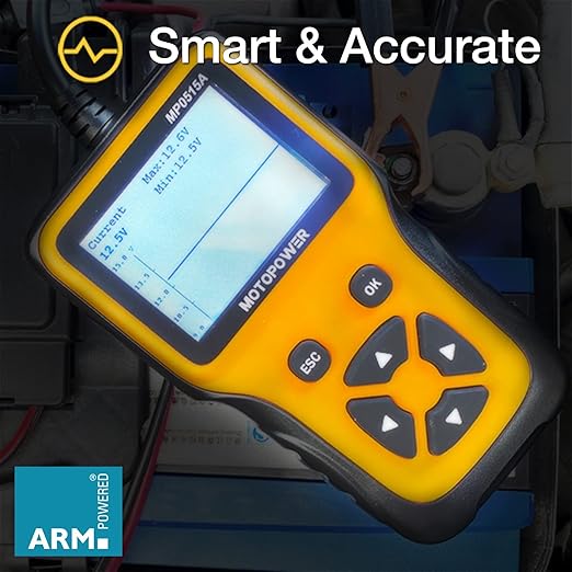 MOTOPOWER MP0515A 12V Car Battery Tester Automotive 100-2000 CCA Battery Load Tester Auto Cranking and Charging System Tester