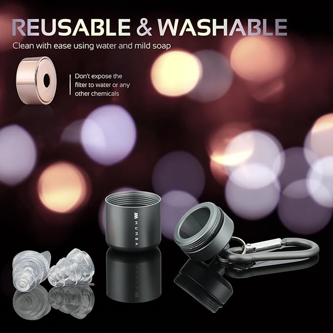 High Fidelity Concert Earplugs, Reusable Musicians Ear Plugs, 24dB Advanced Filter Technology Ear Protection for Music Festivals, DJs, Musicians