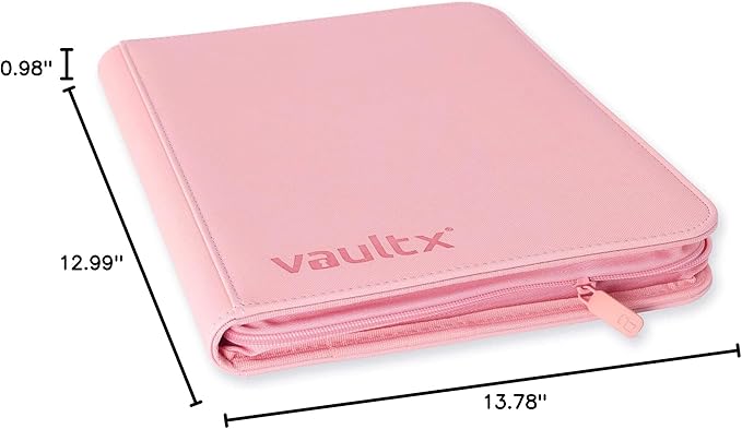 Vault X 12 Pocket Trading Card Zip Binder, 480 cards, Premium Exo-Tec Album Material, 20 Side-Loading Pages, Folder for Collectible Card Games, Sports, TCG (Pink)
