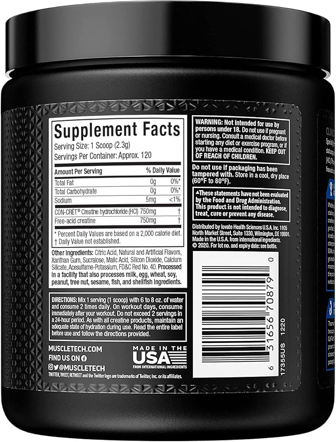 MuscleTech Cell-Tech Creactor - Creatine HCl Formula - Muscle Builder for Men & Women - Creatine HCl + Free-Acid Creatine Supplements - Fruit Punch Extreme, 120 Servings