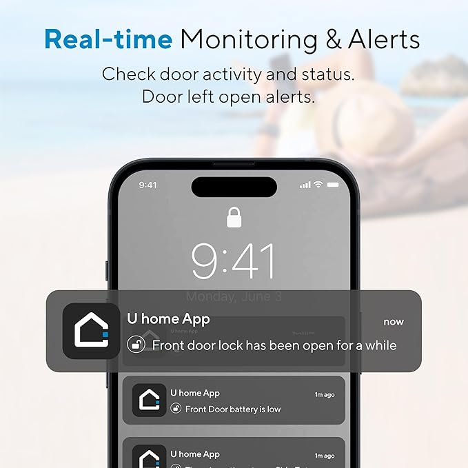 ULTRALOQ U-Bolt WiFi Smart Lock with Door Sensor, Built in Wi-Fi Keypad Deadbolt Lock for Front Door, Remote Control, Auto-Lock, Works with Alexa, Google, SmartThings, Easy Install, Matte Black