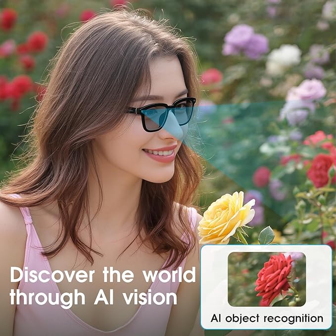 Smart Glasses with Camera, 8MP HD Camera Glasses, 1200P Video Recording Glasses With AI Assistant, Real-Time 139-Language Translation, Color-Change Lenses, Bluetooth Eyeglasses for Indoor Outdoor Use
