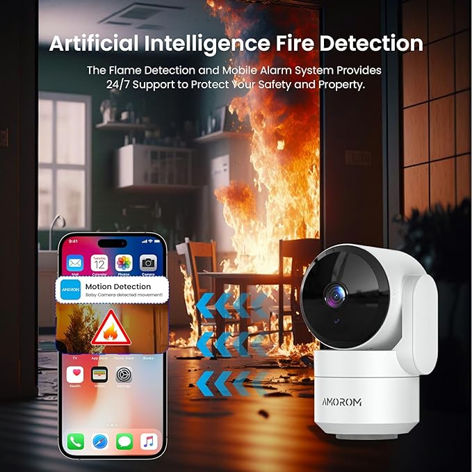 Indoor Security Camera 360° with Pan/Tilt, Pet Dog Baby Monitor, 1080P HD Night Vision, Motion Detection, 2-Way Talk, Alexa & Google Home Compatible (2.4GHz WiFi)