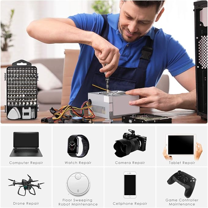 Precision Screwdriver Set, SHARDEN 122 in 1 Electronics Magnetic Repair Tool Kit with Case for Repair Computer, iPhone, PC, Cellphone, Laptop, Nintendo, PS4, Game Console, Watch, Glasses etc (Grey)