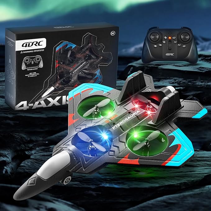 4DRC V32 Foam Remote Control Airplanes RC Planes for Kids Adults, RC Airplane Fighter Jet with Light, 360° Flip Fighter Jet Toys, Stunt Roll, Airplane Toy Gifts for Kids Boys