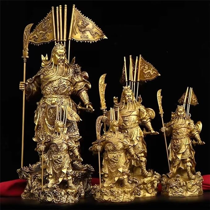 burid Pure Copper Chinese Feng Shui Guan Gong Statue God of Wealth Home and Office Decoration Wu God of Wealth Guan Yu Statue Best Furnishings Gifts, 21*15*48CM,4.5KG