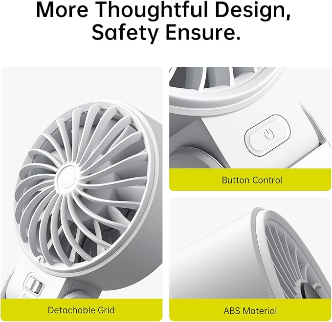 JISULIFE Handheld Fan Life7 – Ultimate Flexibility: High-Power Motor, LED Display, 19.5 Hrs Cooling, 5000mAh Rechargeable, 5-Speed, Foldable Design, 3-IN-1 Portable Fan for Travel Cruise Beach(Grey)