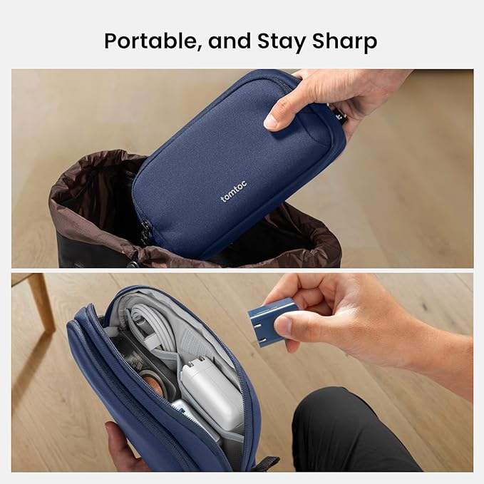 tomtoc Electronic Organizer Travel Case, Water Resistant Dual Compartment Tech Pouch Cable Organization Storage Bag for Charger, Cord, Phone, Hard Drive, Power Bank, Accessories Travel Essentials