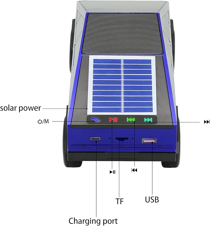 Solar-Powered car-Shaped Bluetooth Speaker, Portable Wireless Stereo, high-Definition Sound Quality, TWS Dual-Ear Pairing, Truck-Shaped Speaker, Suitable for Home, Office and Gift (Blue)