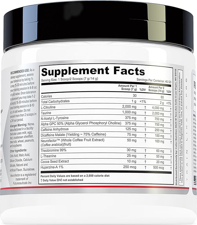 Prevail Pre Workout Powder with Nootropics: Pre-Workout Drink for Men and Women, Cutting Edge Energy and Focus Supplement with L Citrulline, Alpha GPC, L Tyrosine | Sour Rainbow Candy, 40 Scoops