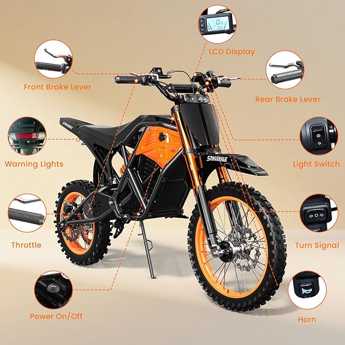 Adult Electric Dirt Bike, Electric Mountain Bike with 3000W Brushless Motor - 37.5 MPH, 48V/20Ah Removable Battery, Hydraulic Brakes & Full Suspension Electric Motorcycle for Teens 13+