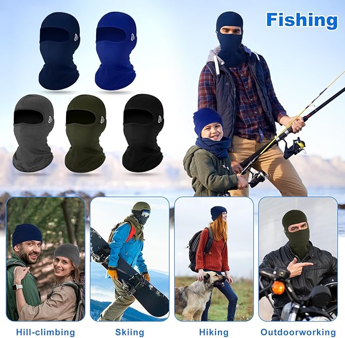 Suhine 5 Pcs Winter Balaclava Ski Mask Windproof Thermal Full Face Mask Cold Weather Balaclava with Reflective Stripe