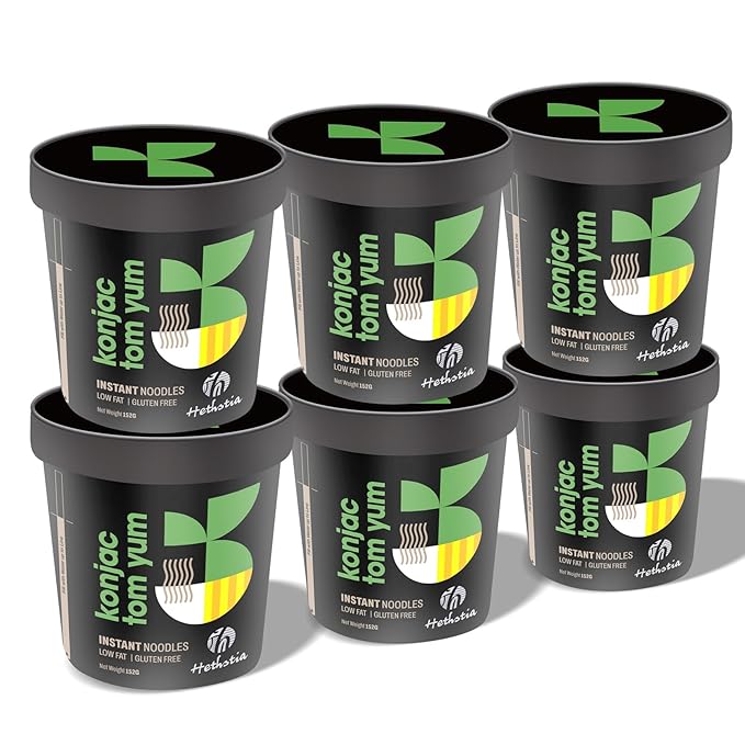 Hethstia Shirataki Noodle Tom Yum Soup Cups- 6-Pack Konjac Angel Hair Pasta, Low Carb, Ready-to-Eat Tom Yum Noodle Broth, Low GI, Healthy Asian Ramen, Keto-Friendly, Holiday Food Gift