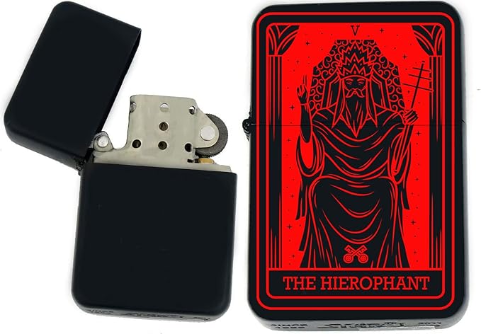 Custom Tarot Card - 24 Major Arcana Cards Available Laser Engraved Unique Collectible s Infinity Black Matt Windproof Lighters! (The-Hierophant Red) - Christmas, Halloween & Valentines Day Gift
