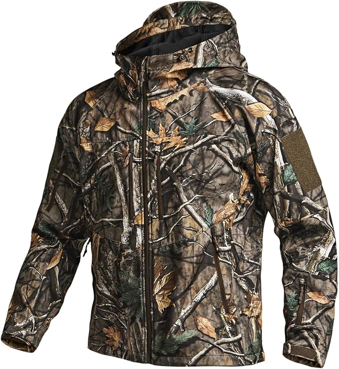 CQR Men's Tactical Softshell Jacket, Winter Warm Fleece Lined Coat, Water Resistant Outdoor Hunting Hiking Rain Windbreaker