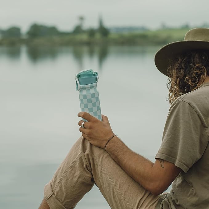 BJPKPK Water Bottle with Straw 25oz Insulated Water Bottles Reusable Stainless Steel Metal Thermal Flask with Leak Proof Lockable Lid and Carry Handle,Indigo Black