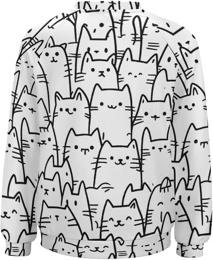 Fall Sweaters for Women 2024 Cat Print Long Sleeve Casual Crewneck Warm Fall Pullover Comfy Fashion Sweatshirts