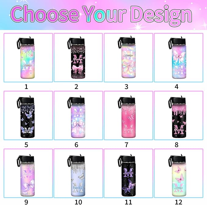 Kids Personalized Water Bottles 18oz Personalized Cups With Names Gifts For Girls Boys Woman Insulated Water Bottle
