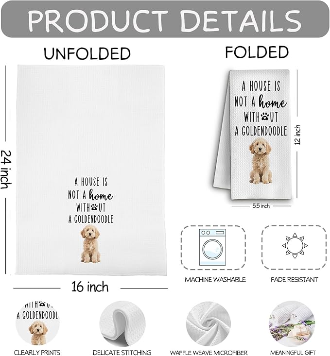 QWZDRHYJI Goldendoodle Dog Kitchen Towels, Golden Doodle Gifts Dish Tea Towels for Kitchen, Goldendoodle Gifts for Women Men Decorative Hand Towel for Bathroom, 16x24 Inch