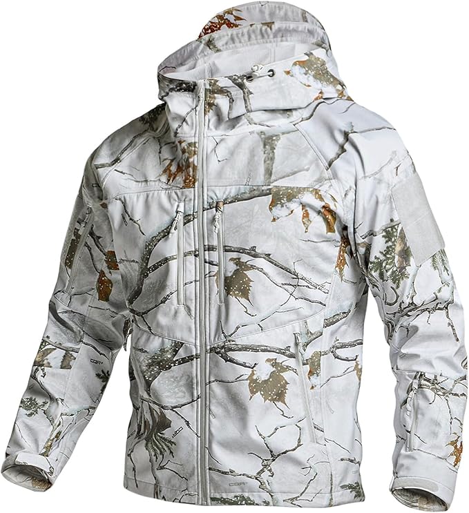 CQR Men's Tactical Softshell Jacket, Winter Warm Fleece Lined Coat, Water Resistant Outdoor Hunting Hiking Rain Windbreaker