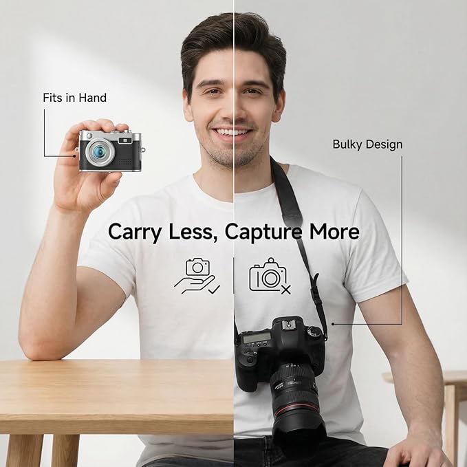 1080P FHD Mini Keychain Camera - Retro Digital Micro Camera, Tiny Pocket-Sized Portable Video Recorder with 16GB Memory Card & OTG Adapters for Travel, Study & Daily Recording