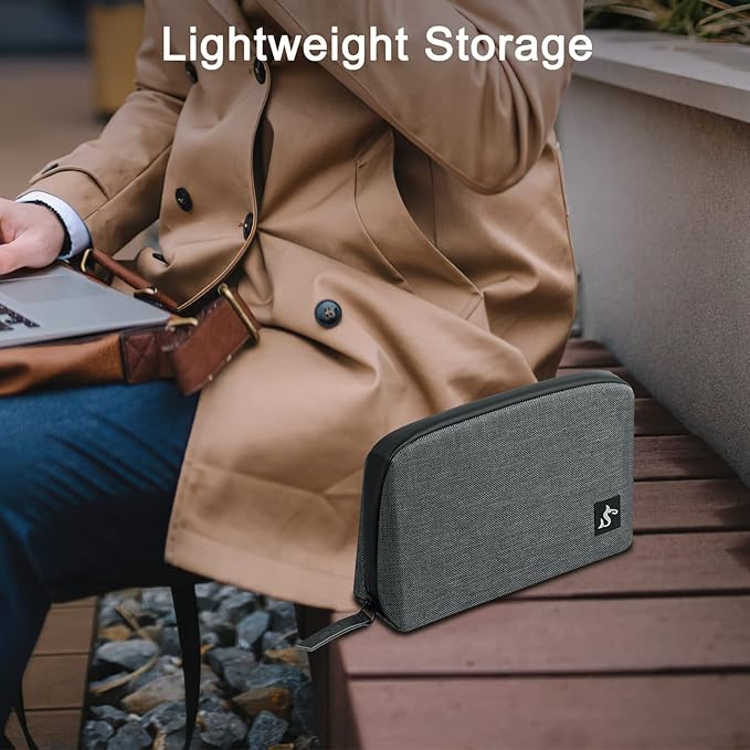 Electronic Organizer Travel Case – Waterproof Cable Bag for Cord, Charger, Hard Disk, Power Bank – Small Tech Storage for Travel, Backpack, Business Trip, Airplane