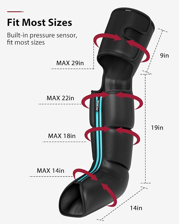 CINCOM Leg Massager with Heat and Compression, Air Compression Boots for Leg Calf & Foot Recovery, Edema Relief, FSA-HSA Eligible