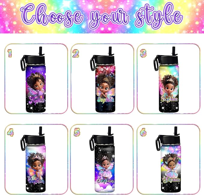 VIPOPSA Personalized Water Bottle For Kids,Personalized Kids School Water Bottles With Straw Lid Gifts For Girls Boys 18oz