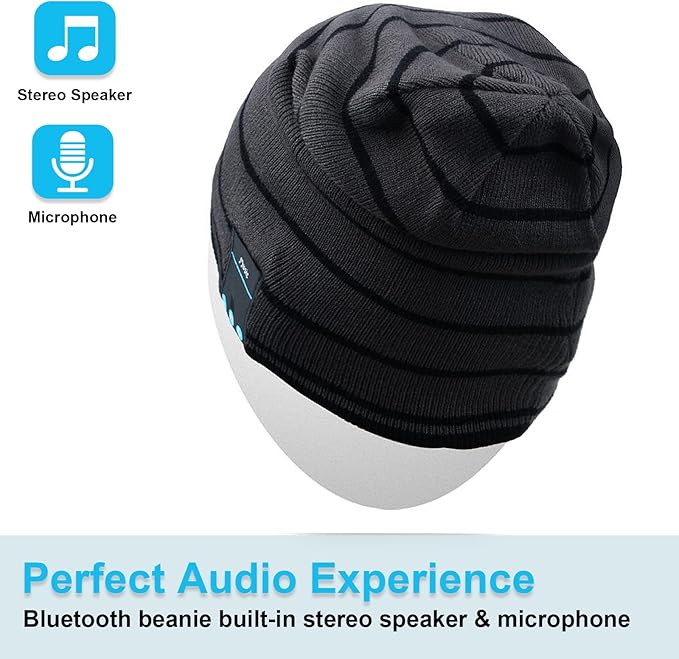 Bluetooth Beanie for Men Hat with Headphones,Unisex Tech Gifts Stocking Stuffers Adults